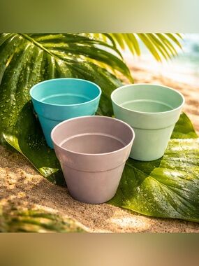 Set of Three Colorful Plant Pots